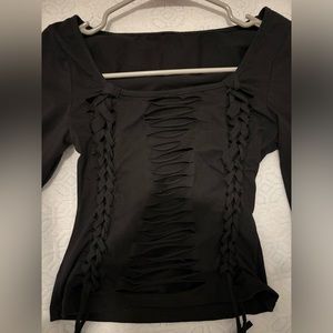 pay 1 get 2 Women Black Sexy Long Sleeve and strapless top Cut Out Size S